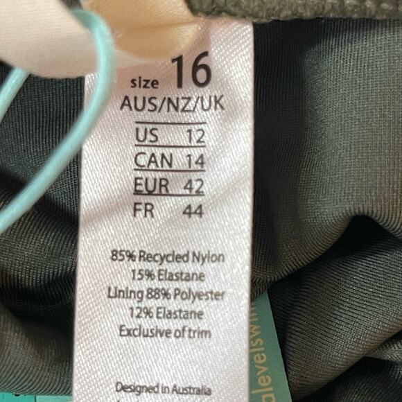 Sea Level Eco Essentials Twist Front A-DD Cup Singlet Top Adjustable Khaki SZ 12 - Picture 6 of 7